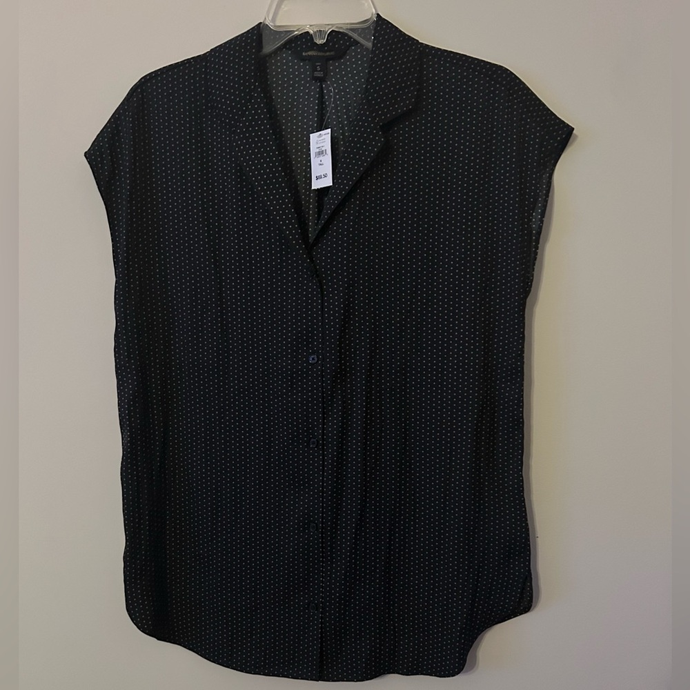 Banana Republic Black Polka Dot Top Size ST Small Tall NWT